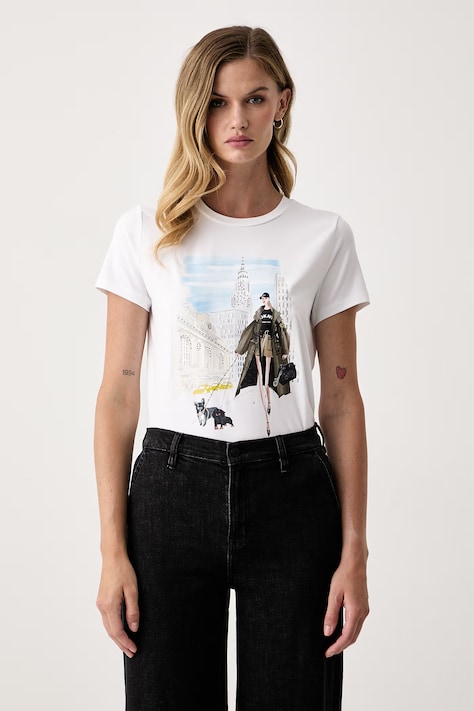 DKNY T-shirt damski z modalem biały P63M1WNA