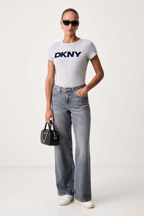 DKNY T-shirt damski z bawełną szary DP6T1849