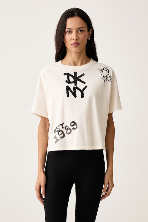 DKNY T-shirt damski bawełniany beżowy DP6T1846