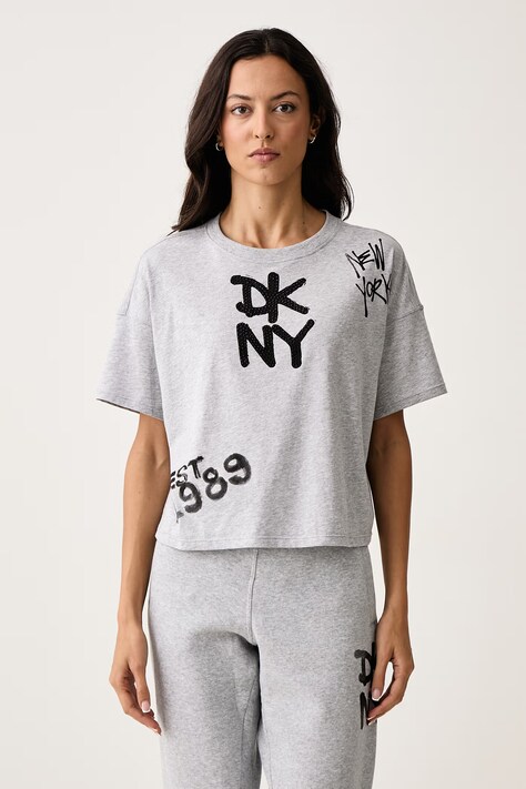 DKNY T-shirt damski bawełniany szary DP6T1846