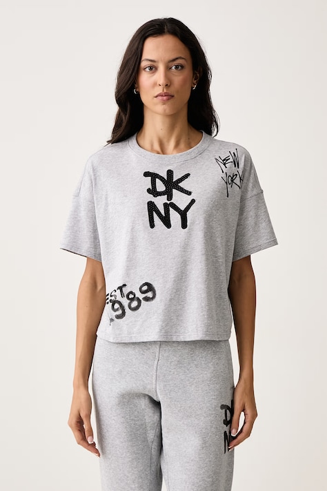 DKNY T-shirt damski bawełniany szary DP6T1846