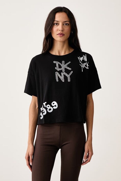 DKNY T-shirt damski bawełniany czarny DP6T1846