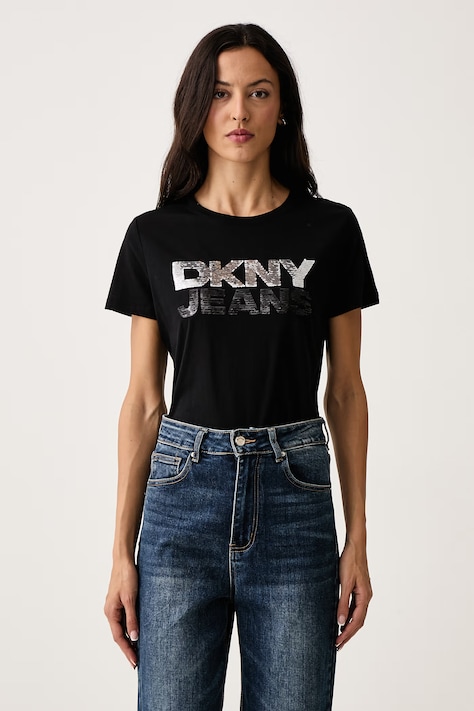 DKNY T-shirt damski z bawełną czarny DJ6T1846