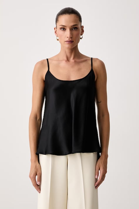 Max&Co. Top damski jedwabny VERONA czarny gładki 2628166014200