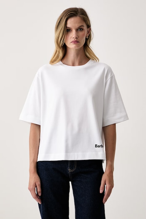Barbour T-shirt oversize damski bawełniany Wilowmere biały LTS0745