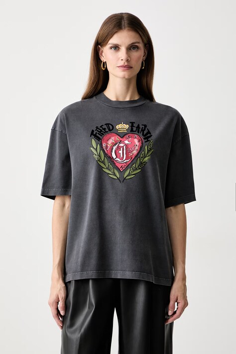 Just Cavalli T-shirt damski bawełniany szary 81PAHE14 CJW14