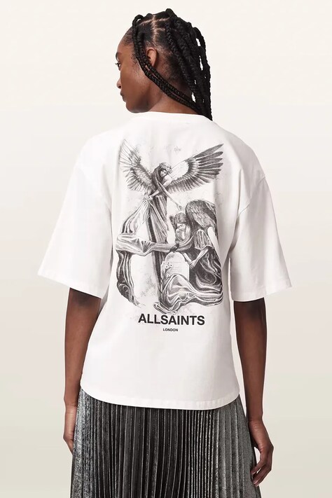 AllSaints T-shirt oversize damski bawełniany SERAPH AMELIE SS biały W047JF