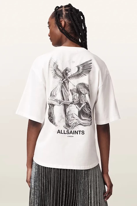 AllSaints T-shirt oversize damski bawełniany SERAPH AMELIE SS biały W047JF