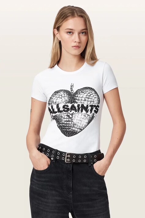 AllSaints T-shirt damski z bawełną REFLECT STEVIE TEE biały W024JF