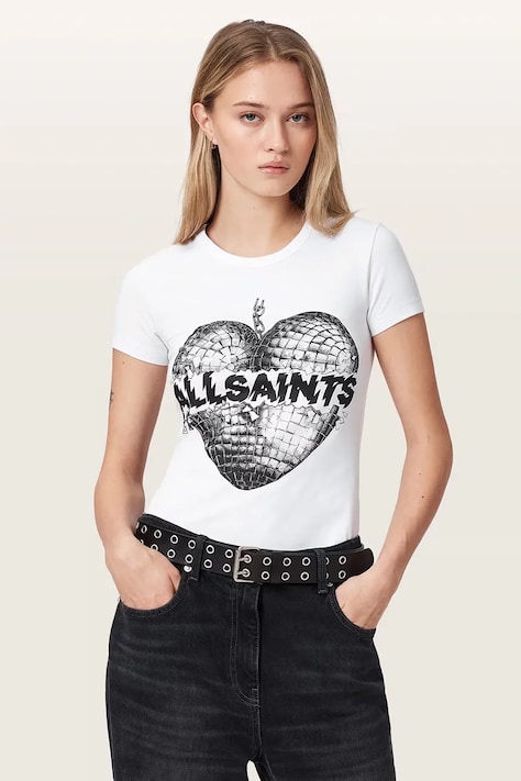 AllSaints T-shirt damski z bawełną REFLECT STEVIE TEE biały W024JF