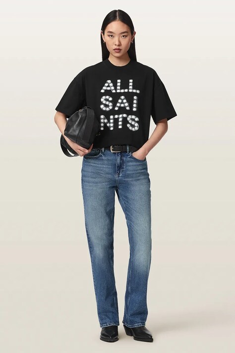 AllSaints Basic majica kratkih rukava ženska pamučna NEON ETTA TEE crna W023JF