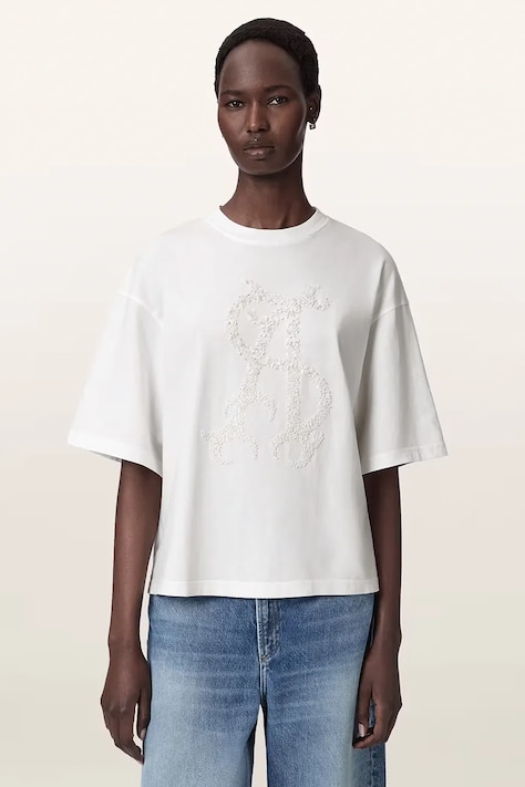 AllSaints T-shirt oversize damski bawełniany REFLEX AMELIE TEE biały W018JF
