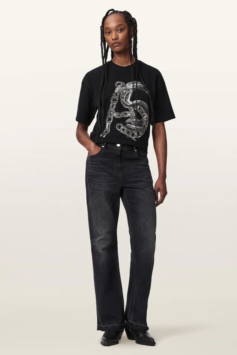 AllSaints Tricou pentru femei din bumbac LINX ETTA TEE negru W017JF