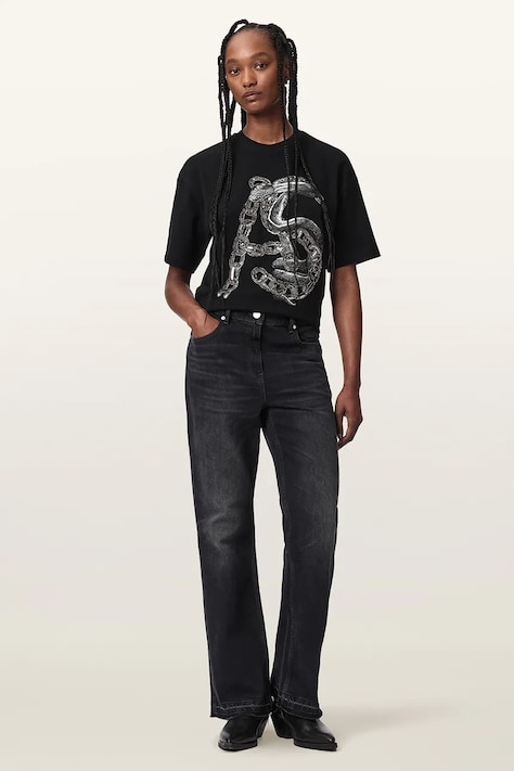 AllSaints Tricou pentru femei din bumbac LINX ETTA TEE negru W017JF
