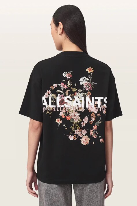 AllSaints T-shirt oversize damski bawełniany VALEN ETTA TEE czarny W053JF