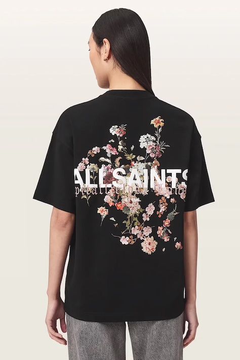 AllSaints T-shirt oversize damski bawełniany VALEN ETTA TEE czarny W053JF