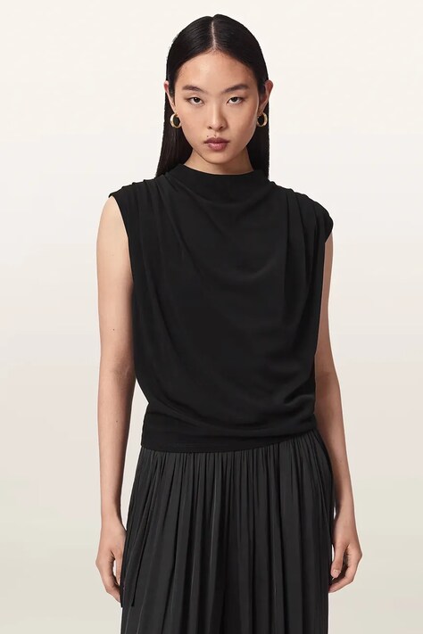 AllSaints T-shirt damski EMERSON TOP czarny W214JF