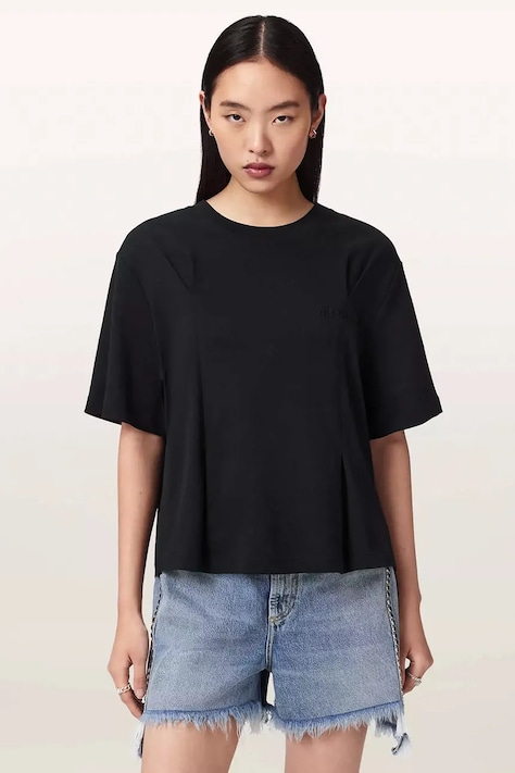 AllSaints Tričko dámske bavlnené SOFIA LISA TEE čierne W009JF