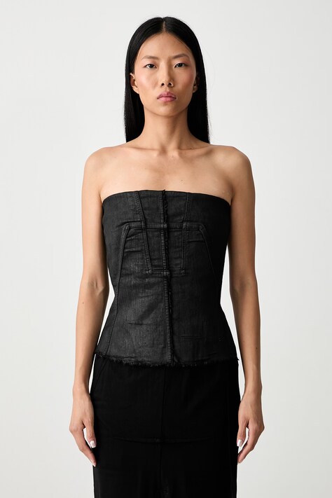 Rick Owens DRKSHDW Splintered Bustier μπλούζα κορσές γυναικεία με βαμβάκι απλή μαύρη DS02F6127 SBW