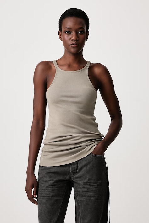 Rick Owens DRKSHDW Racer Back Tank топ от памук дамски сив DS02F6119 RN