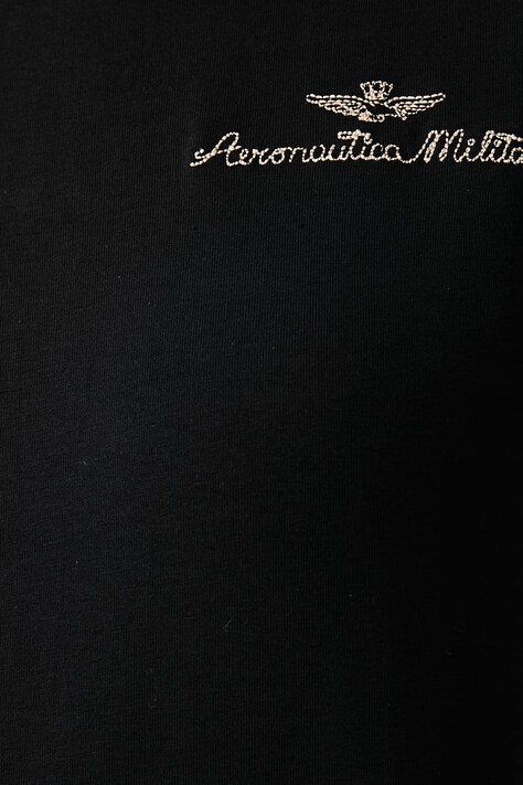 Aeronautica Militare T-shirt damski bawełniany z elastanem czarny TS2550DJ00747