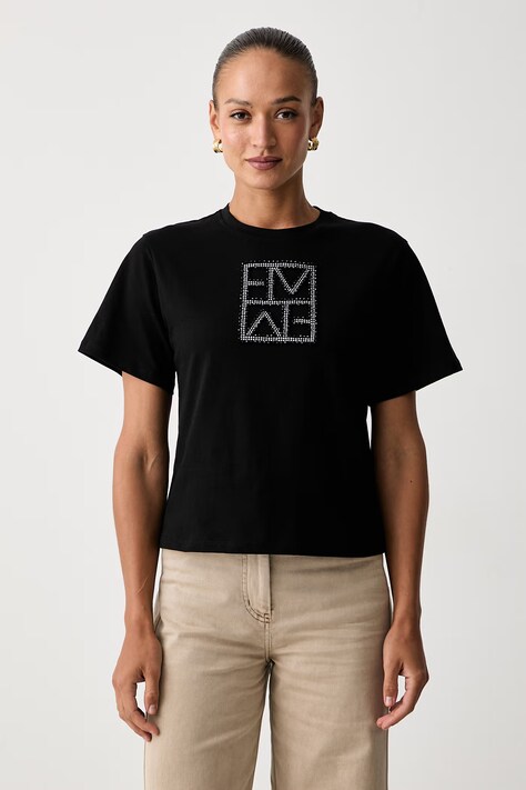 Marella t-shirt γυναικείο βαμβακερό Emme by Marella μαύρο 2625976011200