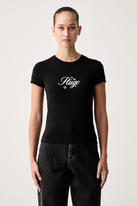 HUGO Blue T-shirt γυναικείο βαμβακερό με ελαστάν 90's Tee_B_2 μαύρο 50575967