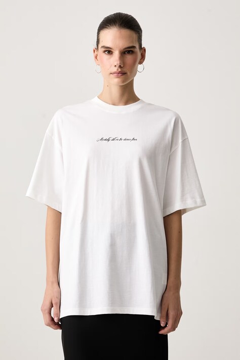 HUGO Blue T-shirt γυναικείο βαμβακερό Oversized Tee_B_18 λευκό 50574524