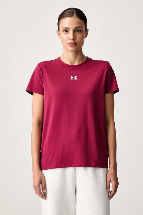 Under Armour T-shirt damski z bawełną Campus Core bordowy 1383648.622