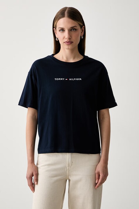 Tommy Hilfiger tričko dámské bavlněné námořnické modré UW0UW06616