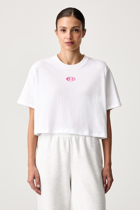 Under Armour crop top damski z bawełną biały 6015217