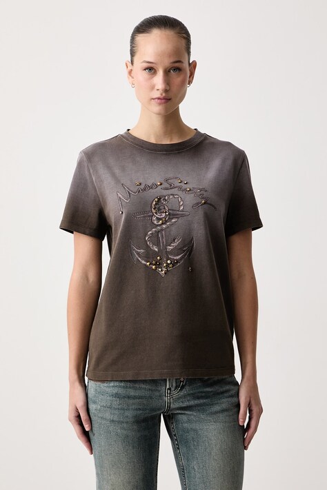 Miss Sixty T-shirt damski bawełniany brązowy 6M3SJ17100