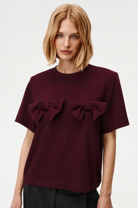 Undress Code T-shirt damski bawełniany z elastanem Everly bordowy 1370