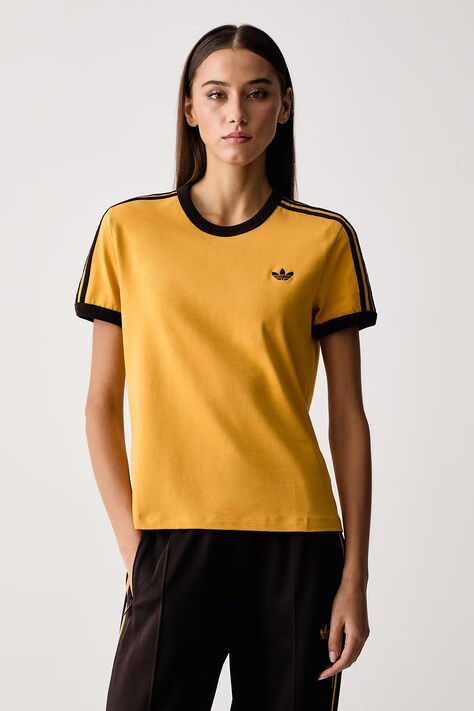 adidas Originals T-shirt damski bawełniany z elastanem żółty KS4775