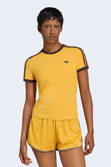 adidas Originals T-shirt damski bawełniany z elastanem żółty KS4775