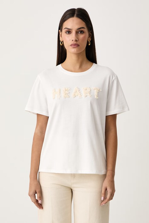 Morgan T-shirt damski bawełniany biały DHEART