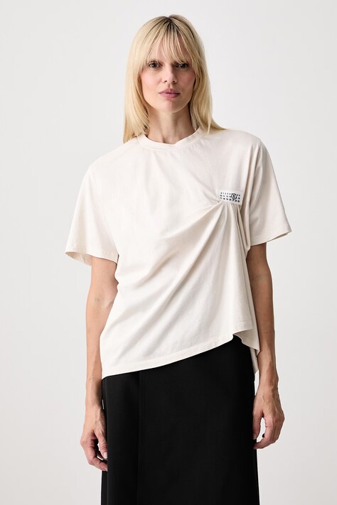 MM6 Maison Margiela T-shirt damski bawełniany beżowy S52NF0018-M20048