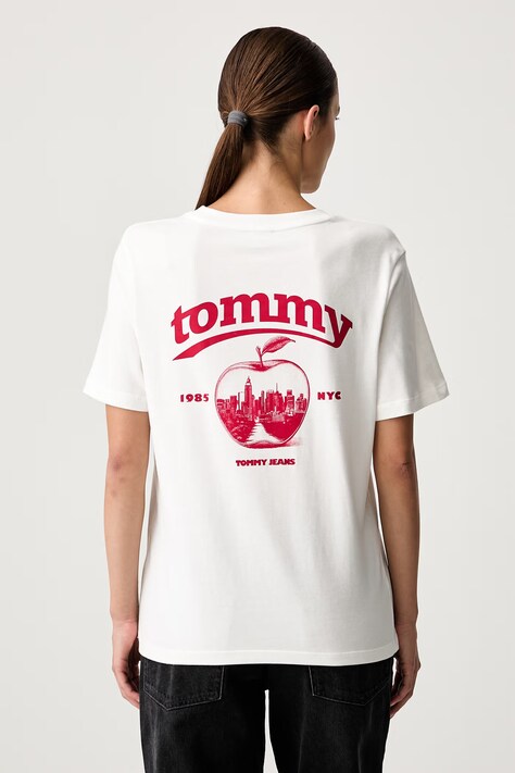 Tommy Jeans kratka majica ženska bombažna bela DW0DW23526
