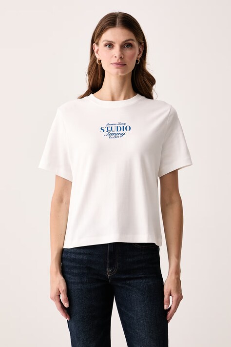 Tommy Hilfiger T-shirt damski bawełniany biały WW0WW52365