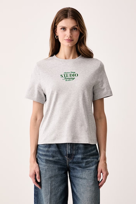Tommy Hilfiger Tričko dámske bavlnené sivé WW0WW52365