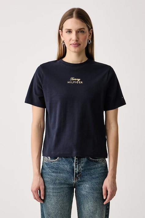 Tommy Hilfiger Basic t-shirt γυναικείο βαμβακερό σκούρο μπλε WW0WW51725