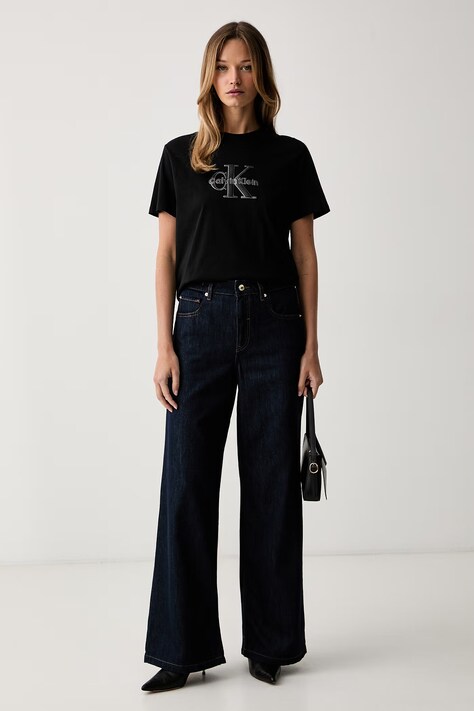Calvin Klein Jeans majica ženska pamučna crna LV047H800G