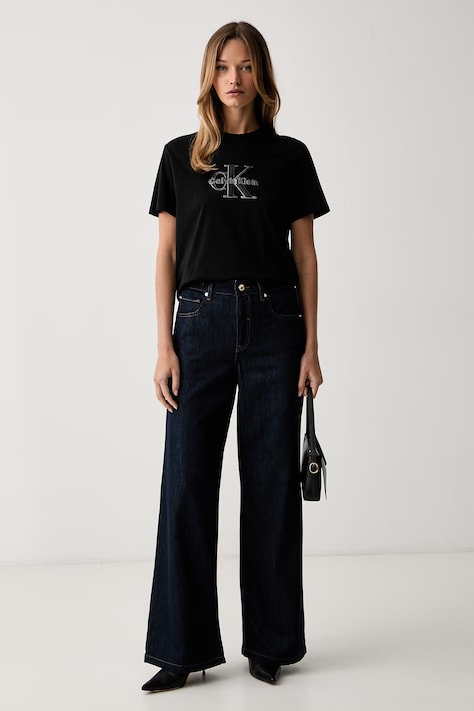 Calvin Klein Jeans majica ženska pamučna crna LV047H800G