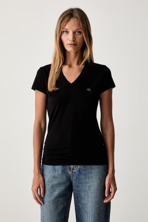 Armani Exchange basic tričko dámske bavlnené s elastanom čierne XW002971 AF16294