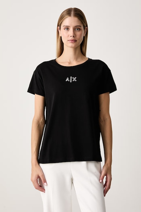 Armani Exchange Majica za žene od pamuka s elastanom crna XW002966 AF10356