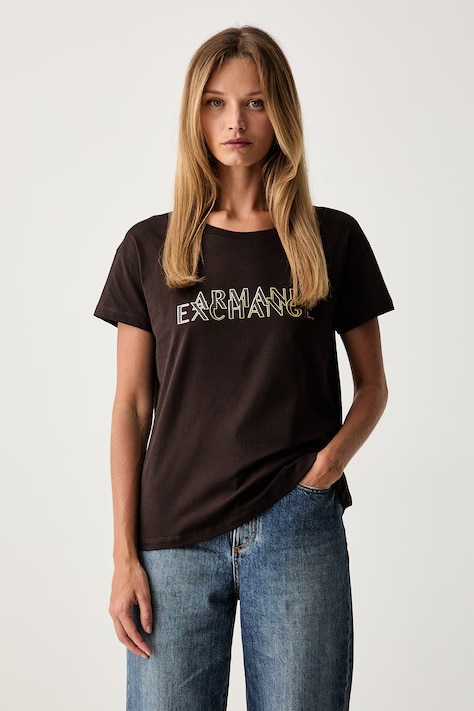Armani Exchange tričko dámske bavlnené hnedé XW002957 AF10356