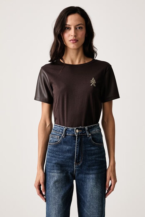 Armani Exchange Tričko dámske bavlnené hnedé XW002812 AF10356