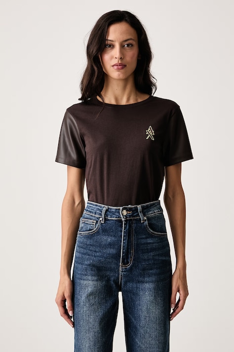 Armani Exchange Tričko dámske bavlnené hnedé XW002812 AF10356