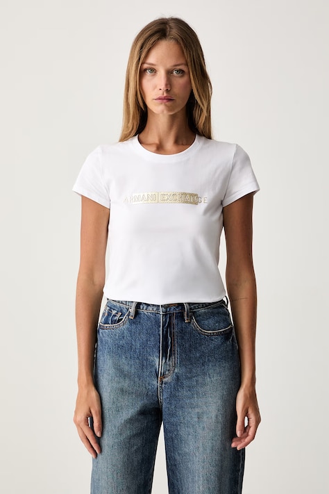 Armani Exchange tričko dámske bavlnené s elastanom biele XW002811 AF16294