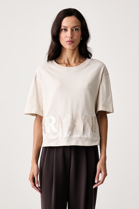 Armani Exchange T-shirt da donna in cotone beige XW002779 AF10356